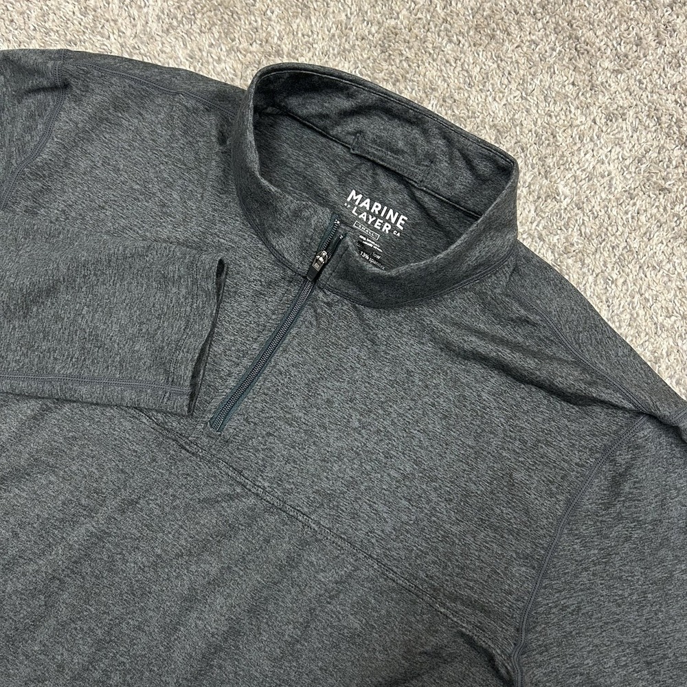 Marine Layer Quarter Zip Pullover Mens Small Gray Stretch Moisture Wicking